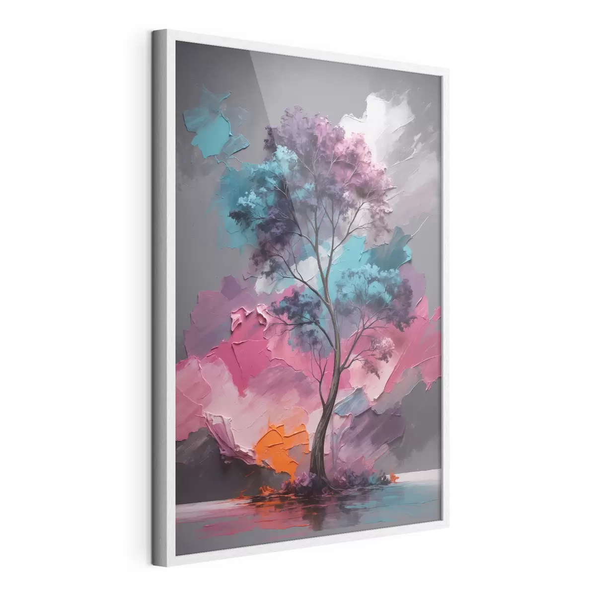 Poster Arbre sur fond rose-gris f42262