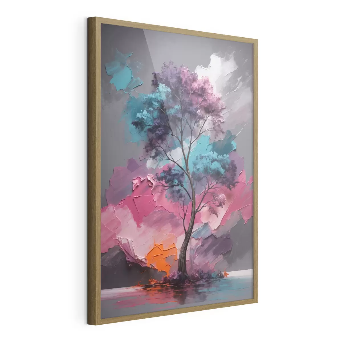 Poster Arbre sur fond rose-gris f42262