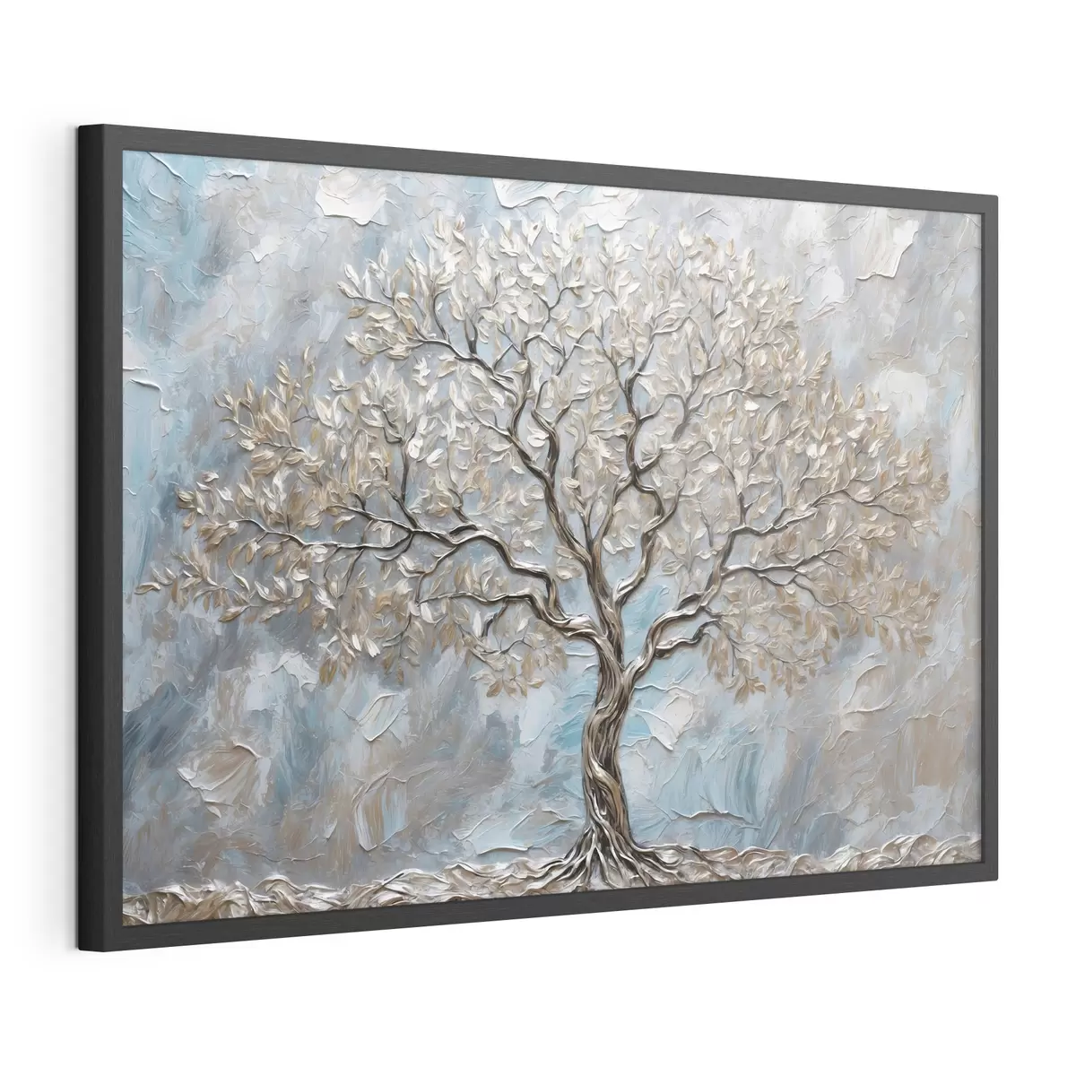 Poster Arbre argenté sur fond bleu-gris f42273