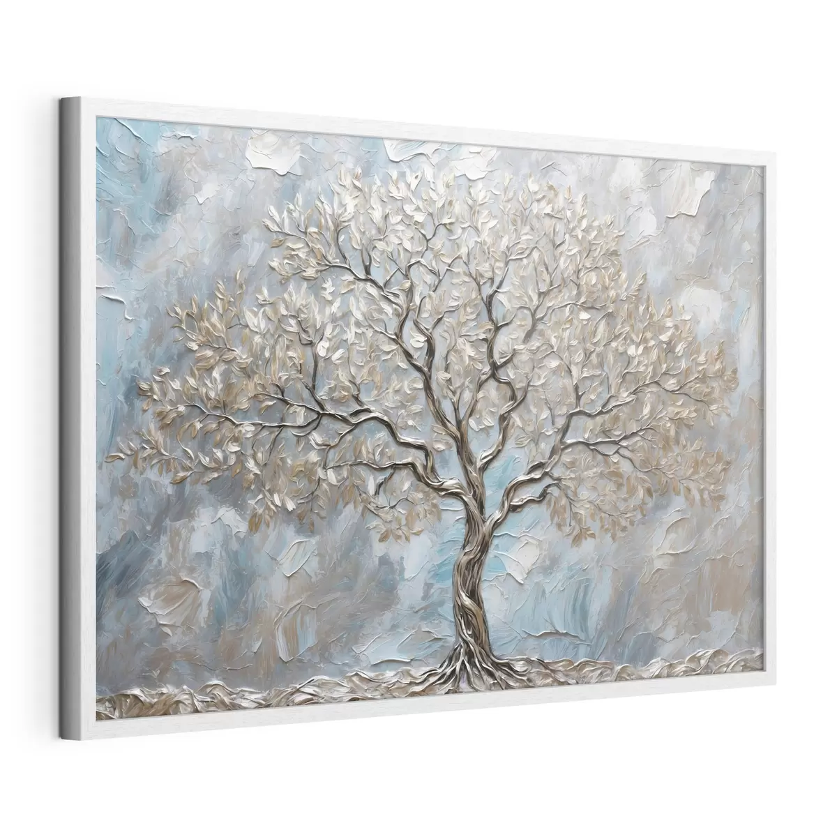 Poster Arbre argenté sur fond bleu-gris f42273