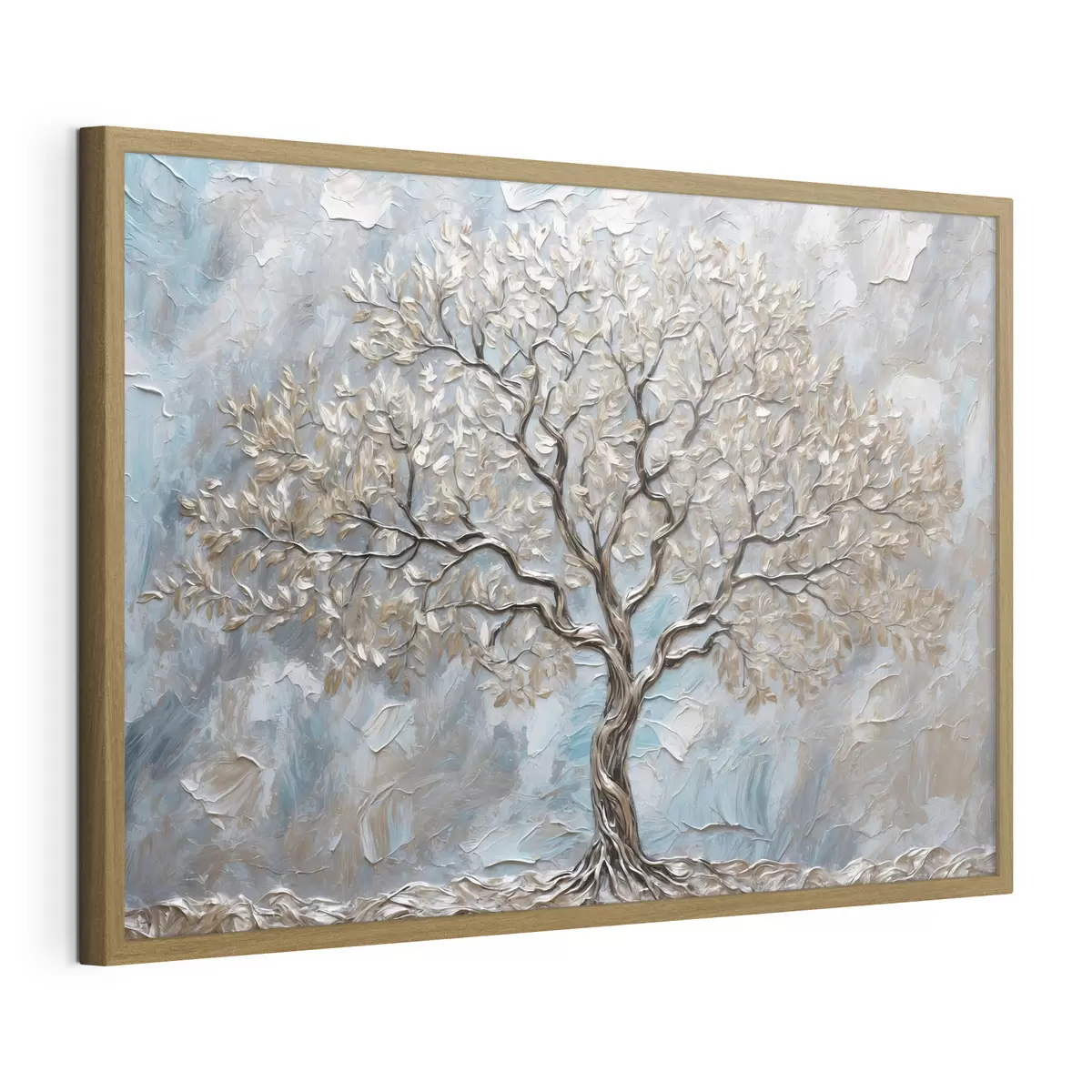 Poster Arbre argenté sur fond bleu-gris f42273