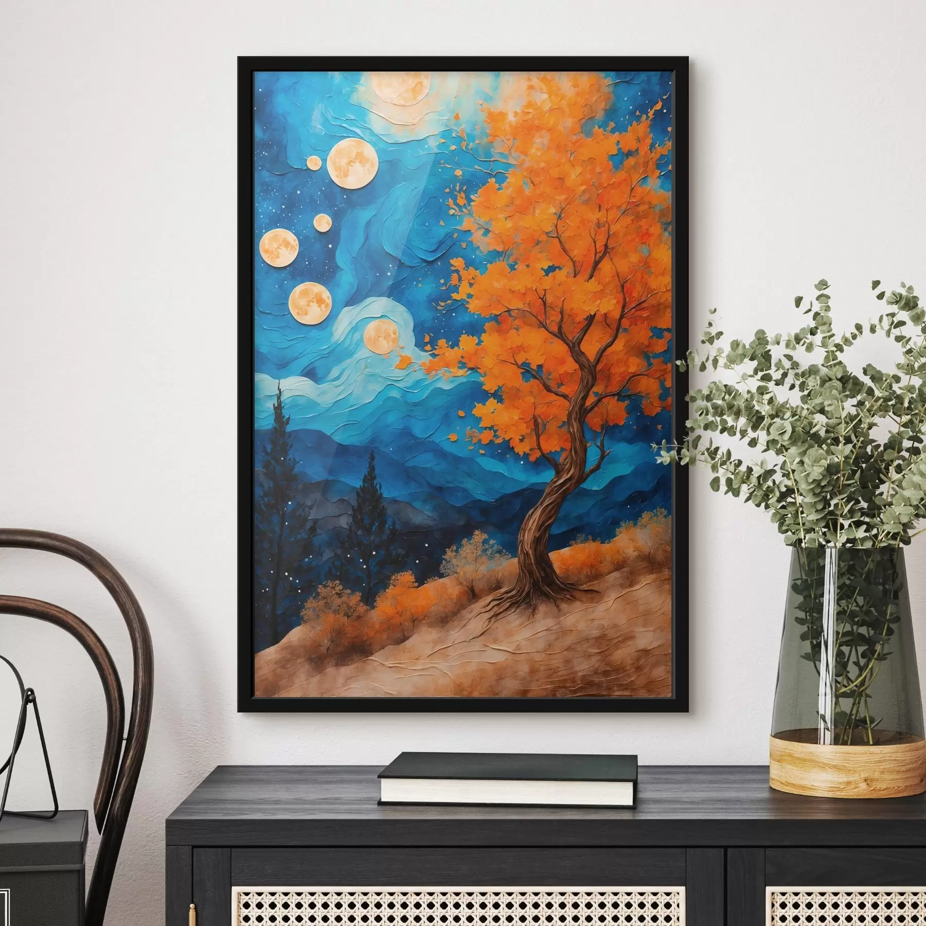 Papier peint Arbre poussant sur une colline la nuit f42274