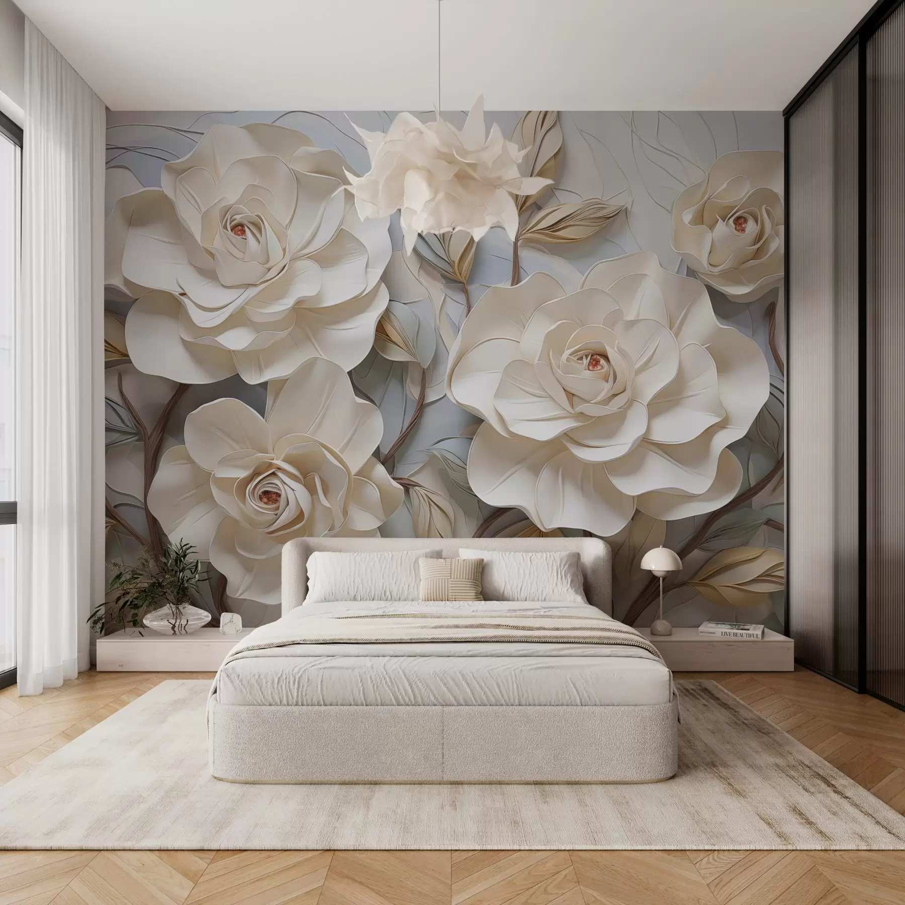 Papier peint Roses blanches w02798