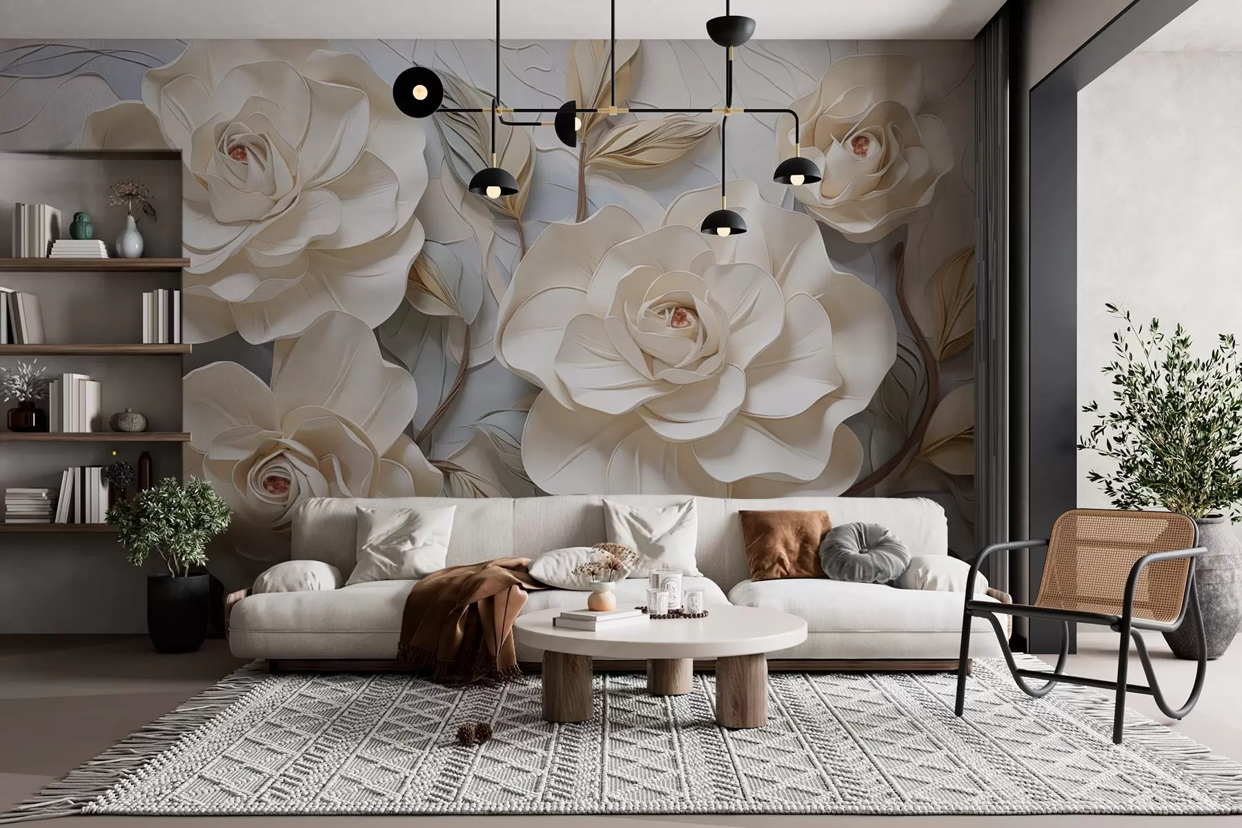 Papier peint Roses blanches w02798
