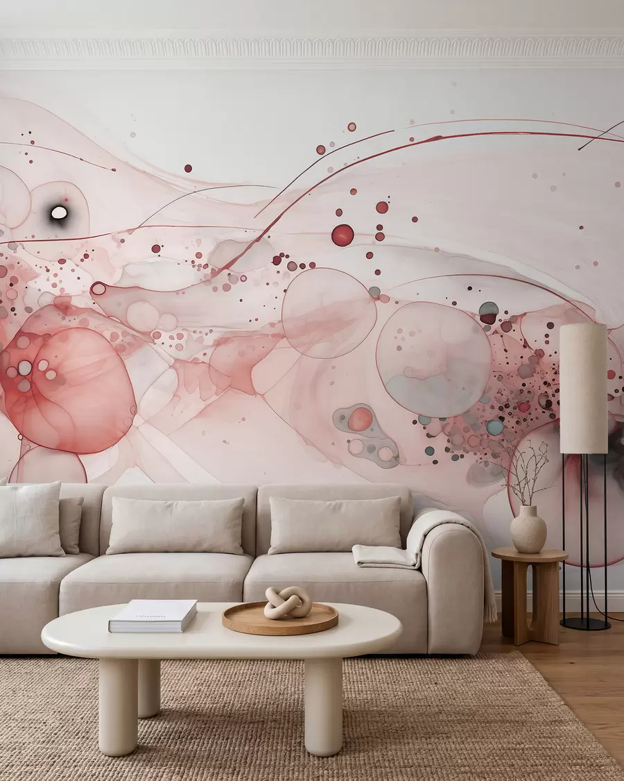 Papier peint Encre rose et orbites cuivrées w02744v1