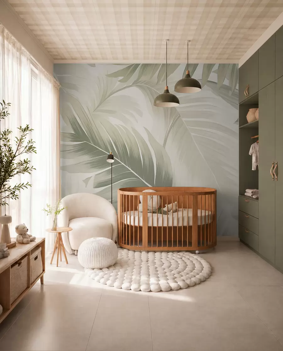 Papier peint Silhouettes en vert sauge w02858