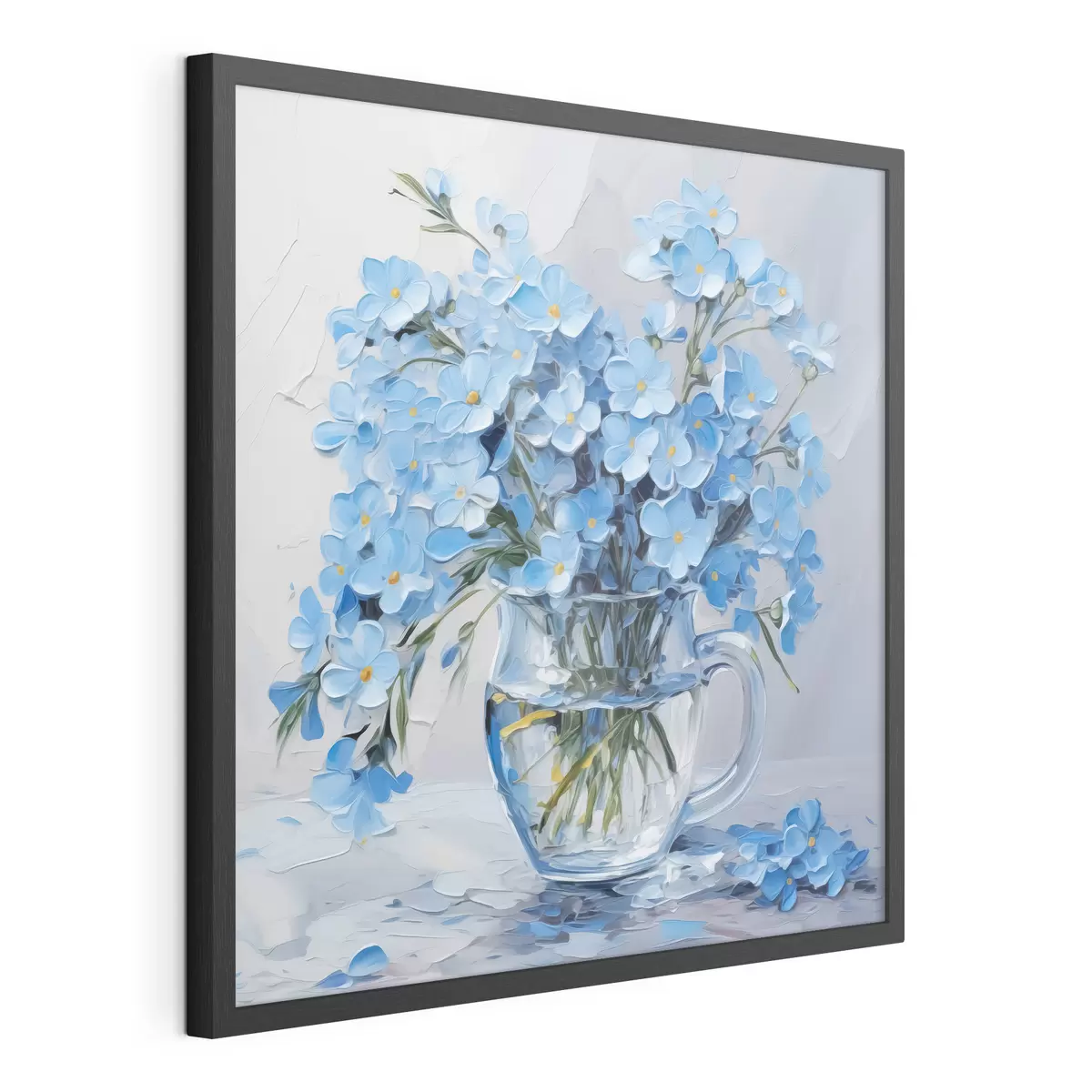 Poster Fleurs bleues dans un vase transparent imitation peinture f42467