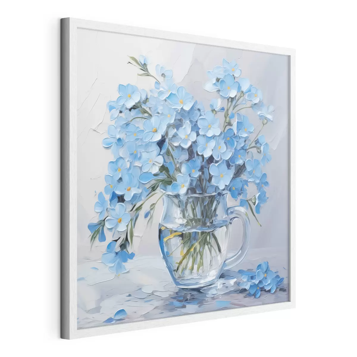 Poster Fleurs bleues dans un vase transparent imitation peinture f42467