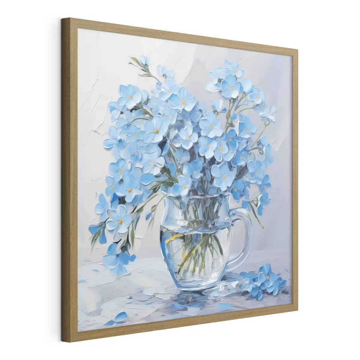Poster Fleurs bleues dans un vase transparent imitation peinture f42467