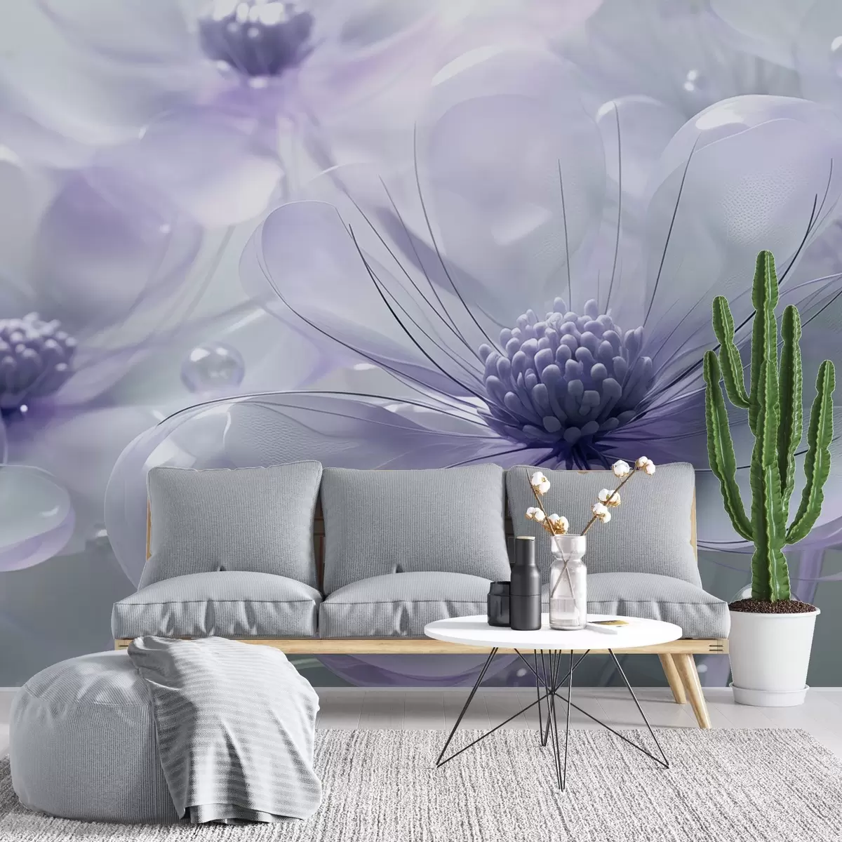 Papier peint Grandes fleurs transparentes w02837v2