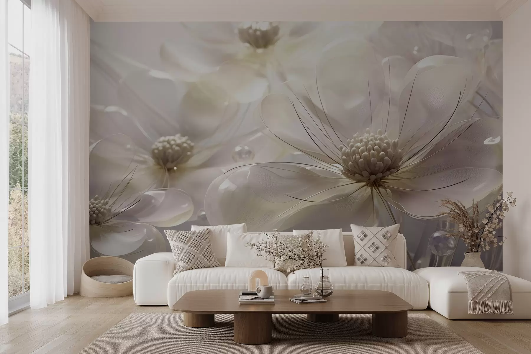 Papier peint Grandes fleurs transparentes w02837v3