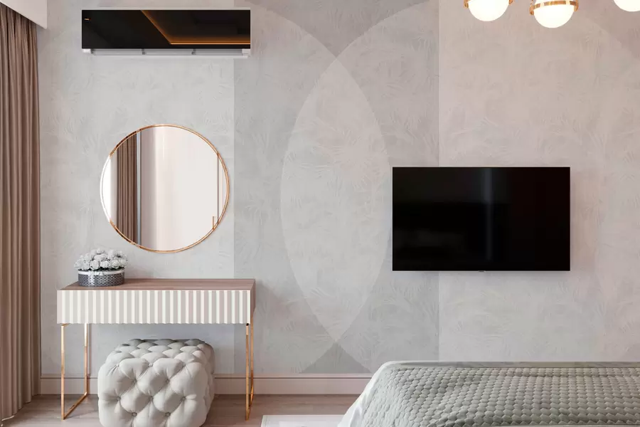 Papier peint Géométrie minimaliste et feuilles tropicales w02830v1