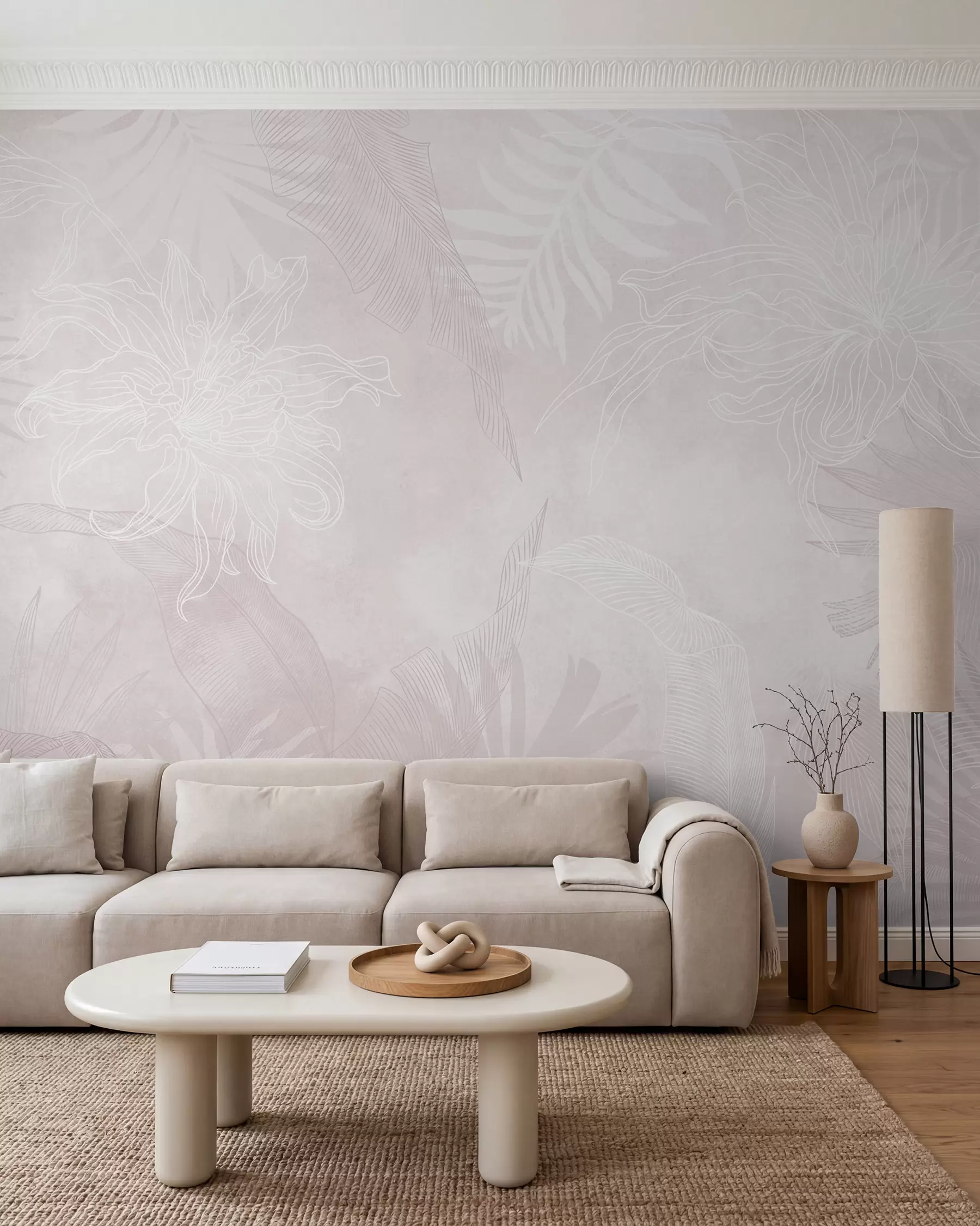 Papier peint Palmes dans la brume rose w02737v4