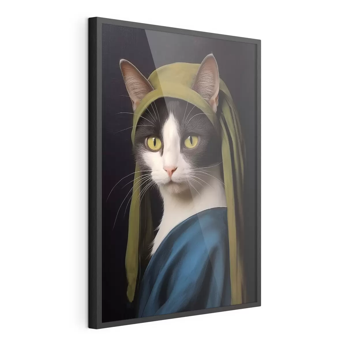 Poster Chat en portrait avec boucle d'oreille en perle f42486