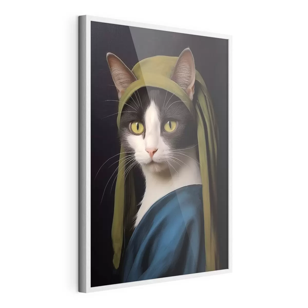 Poster Chat en portrait avec boucle d'oreille en perle f42486