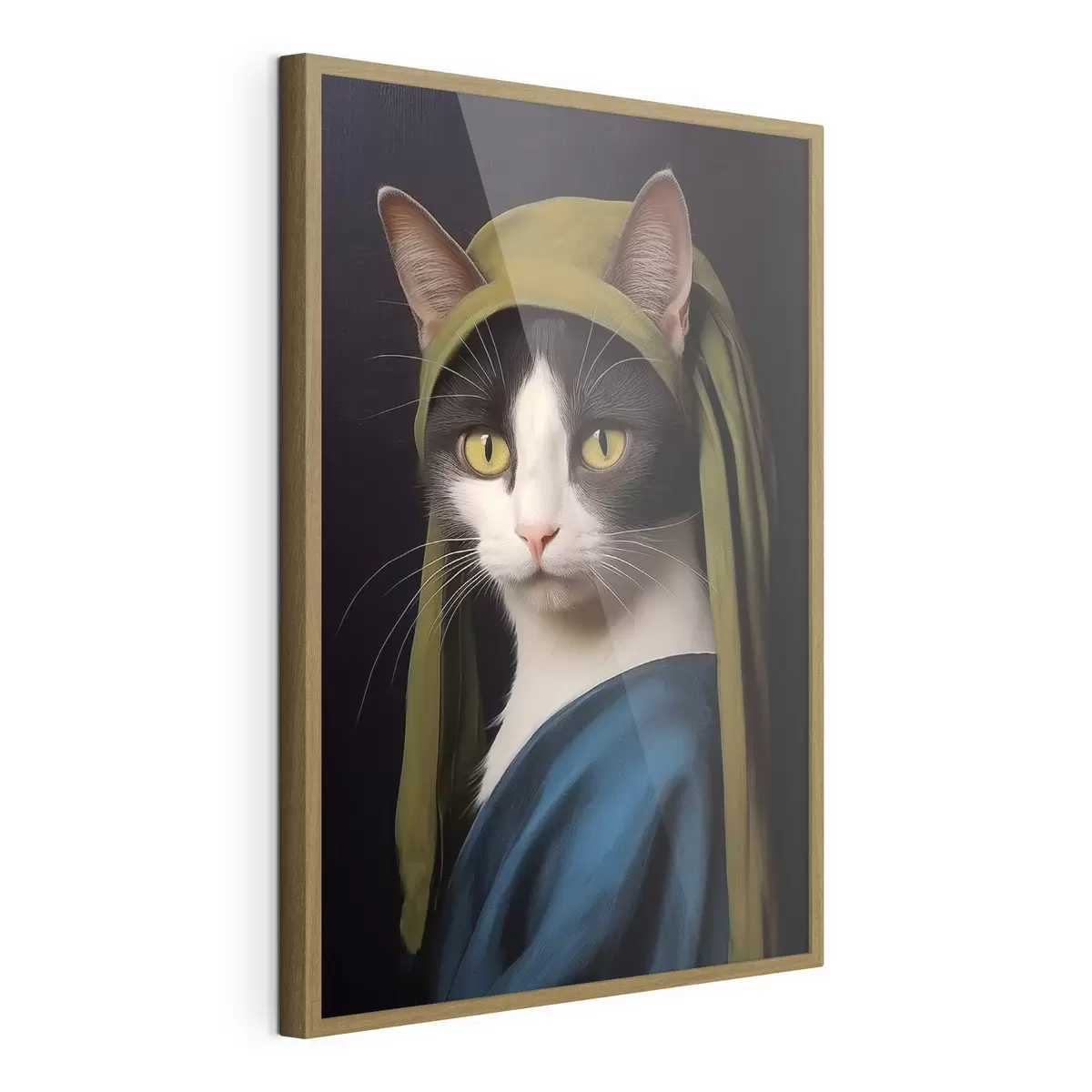 Poster Chat en portrait avec boucle d'oreille en perle f42486