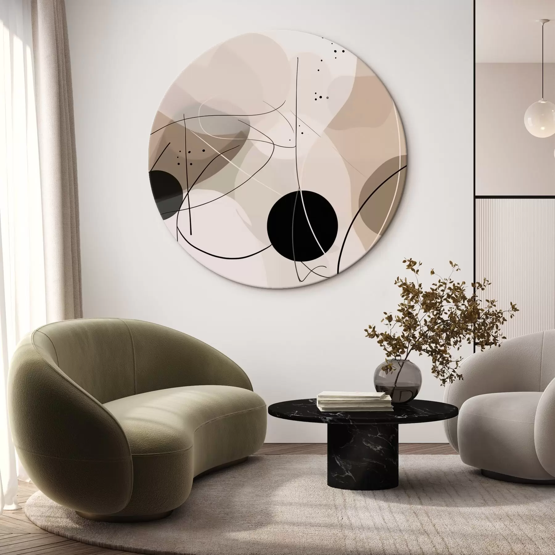 Tableau Composition abstraite avec des formes géométriques et des lignes r42475