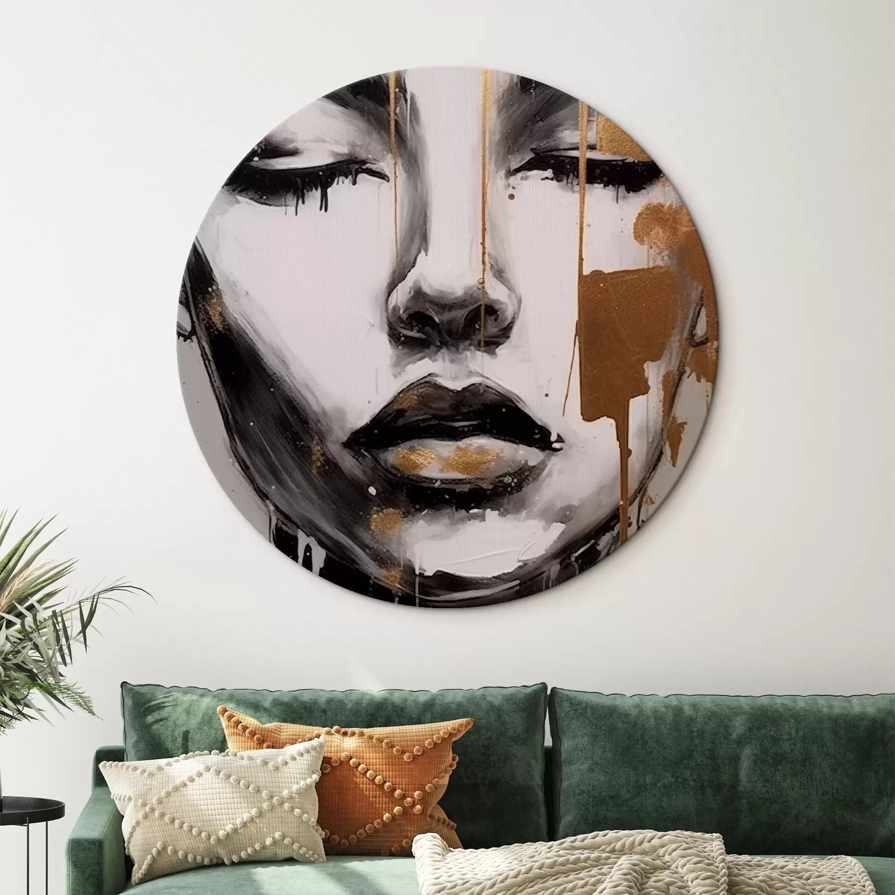 Tableau Portrait en noir et blanc avec des éléments abstraits r42481