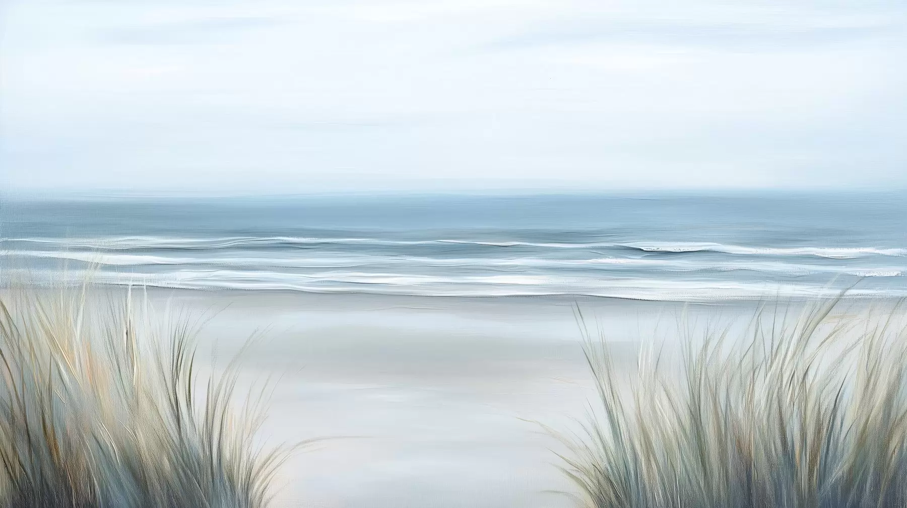 Papier peint Paysage avec une plage sauvage dans le style de la peinture à l'huile w02869