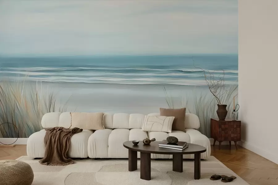 Papier peint Paysage avec une plage sauvage dans le style de la peinture à l'huile w02869
