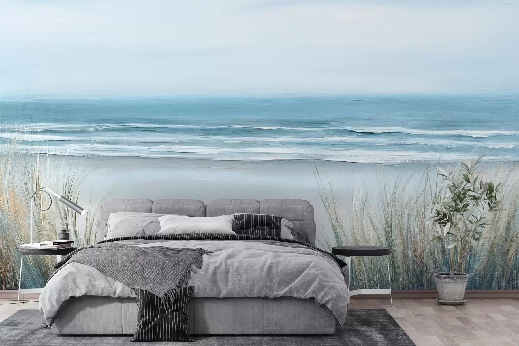 Papier peint Paysage avec une plage sauvage dans le style de la peinture à l'huile w02869