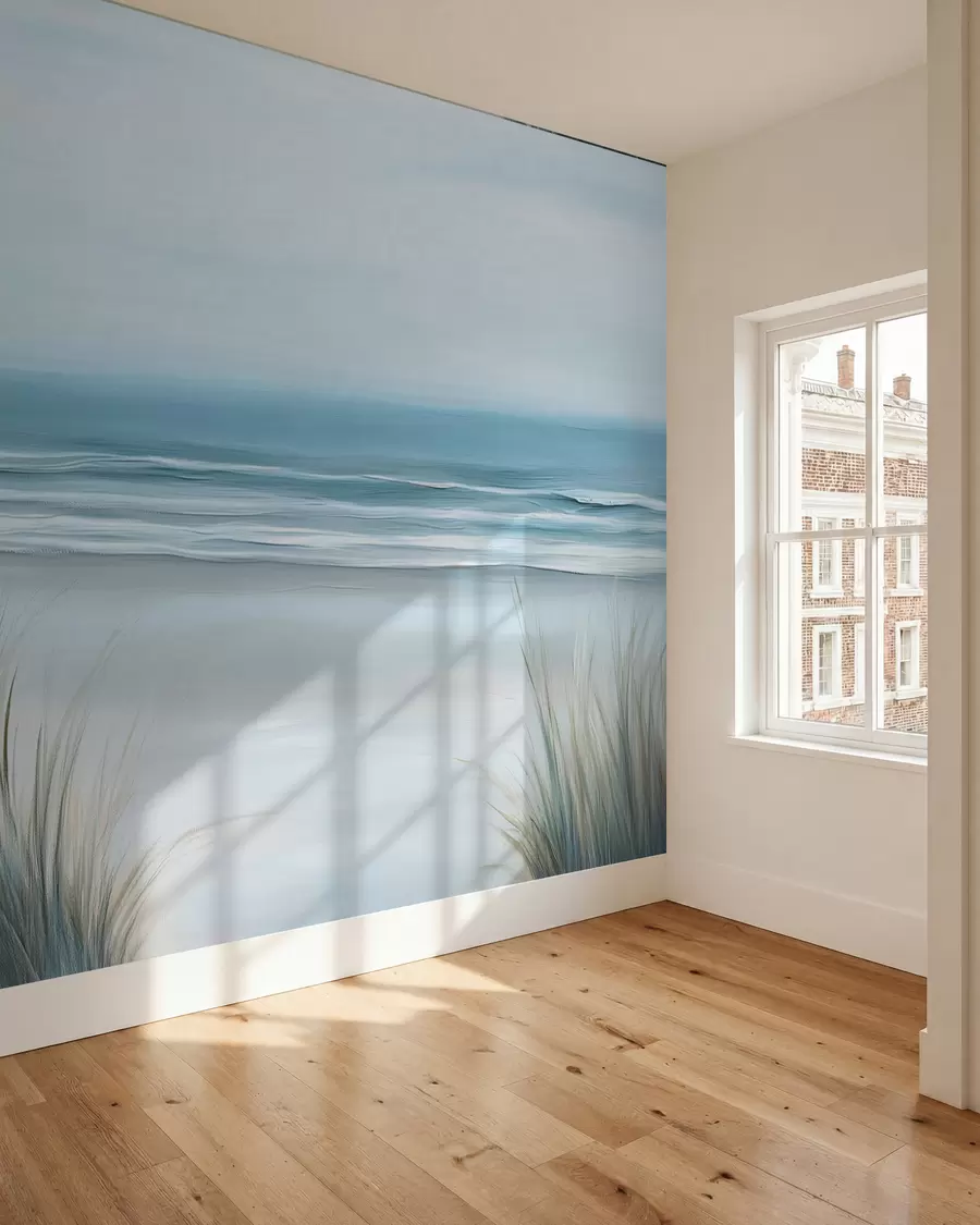 Papier peint Paysage avec une plage sauvage dans le style de la peinture à l'huile w02869