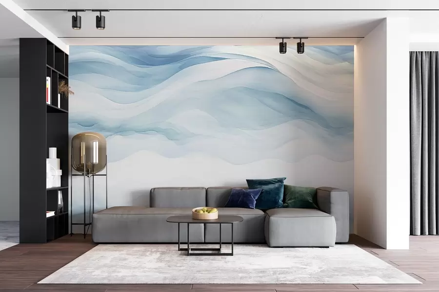 Papier peint Vagues bleues aériennes, abstraction w08654