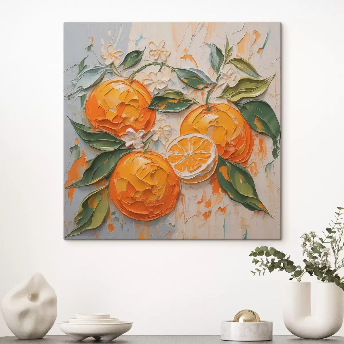 Tableau Oranges abstraites imitation coups de pinceau s42591