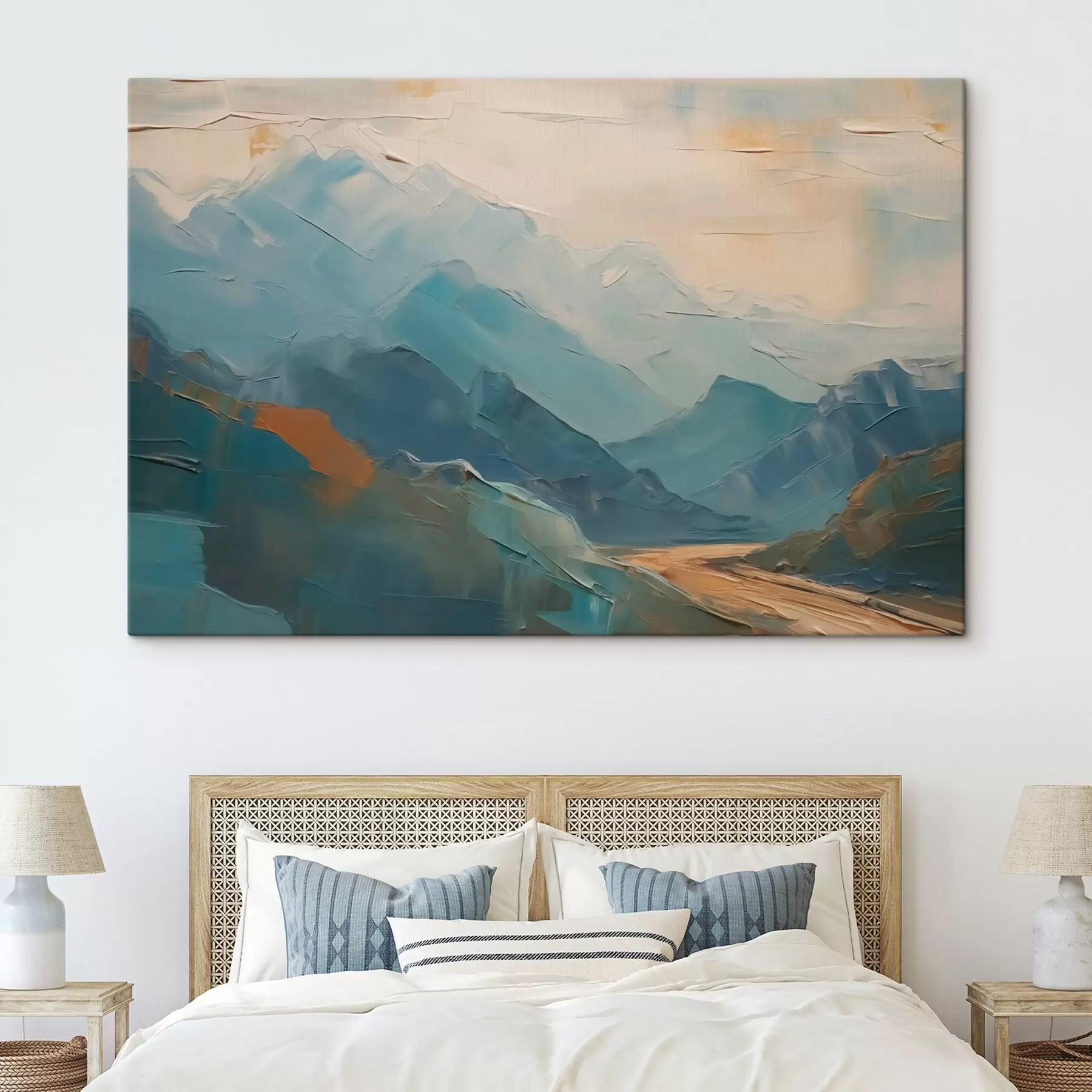 Tableau Montagnes abstraction imitation coups de pinceau s42592
