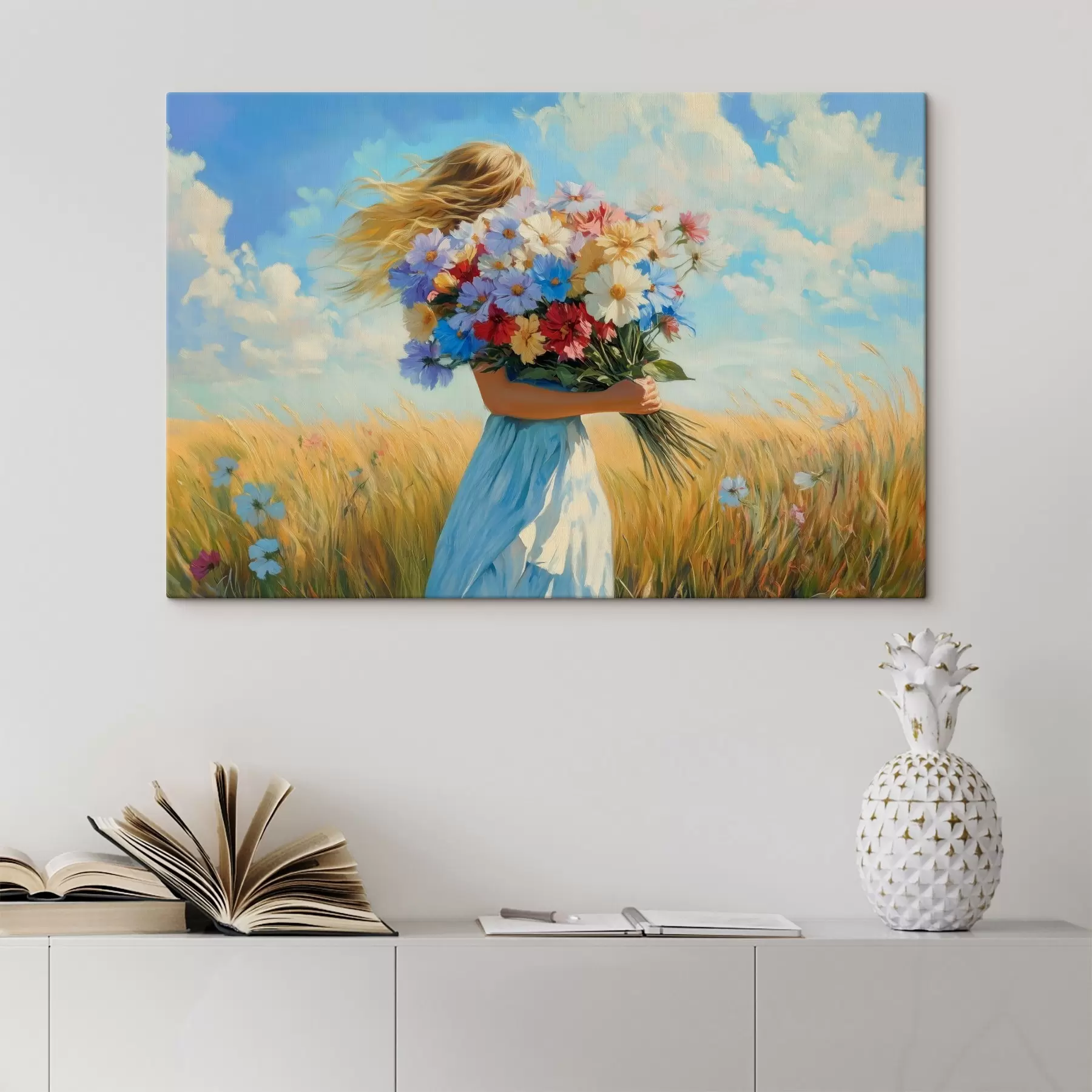 Tableau Fille avec des fleurs sauvages s42599