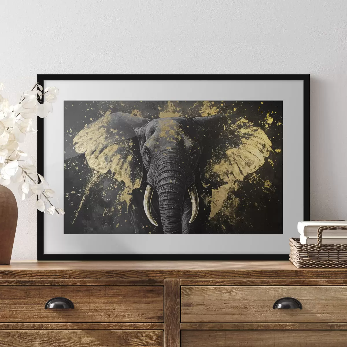 Poster Éléphant noir élégant f42602