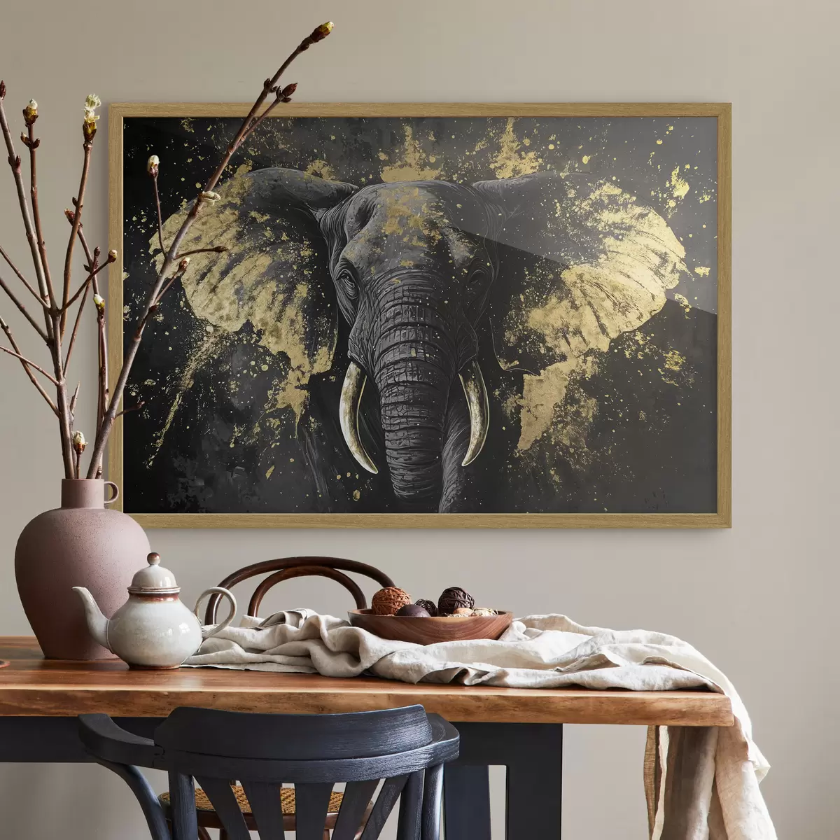 Poster Éléphant noir élégant f42602