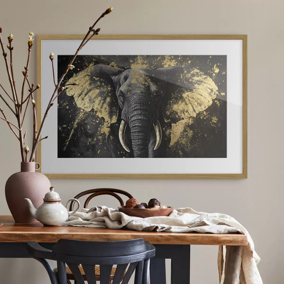 Poster Éléphant noir élégant f42602