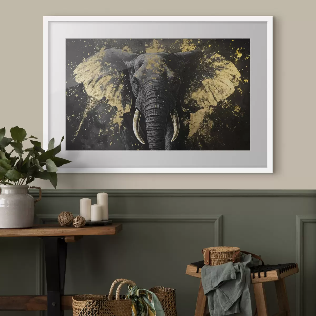 Poster Éléphant noir élégant f42602