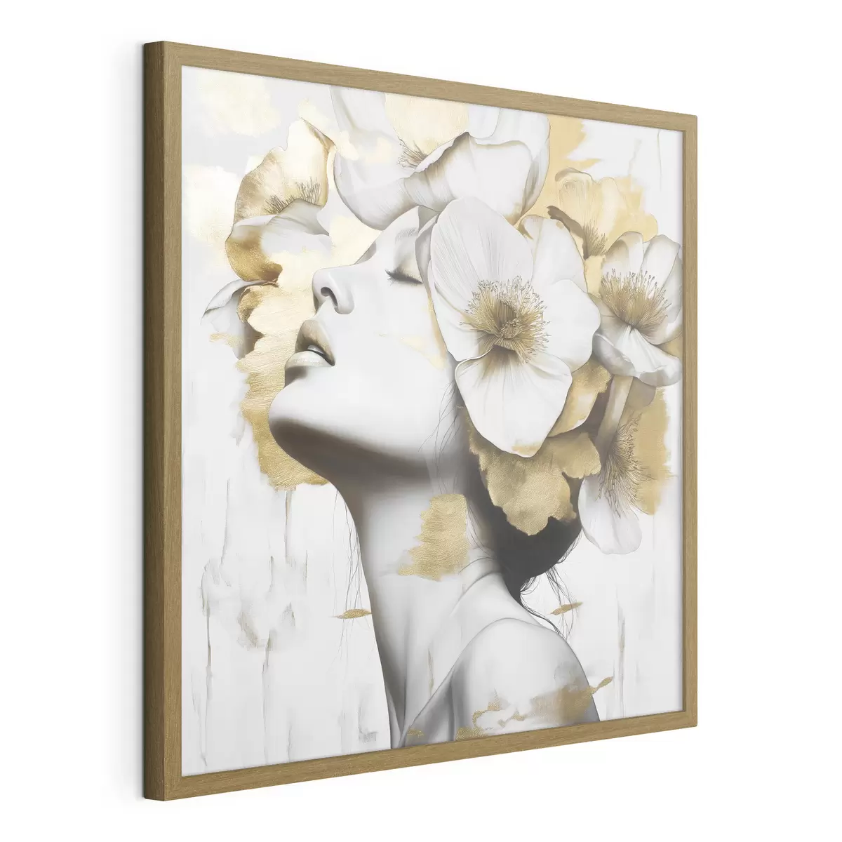 Poster Une fille avec des fleurs sur la tête f42606