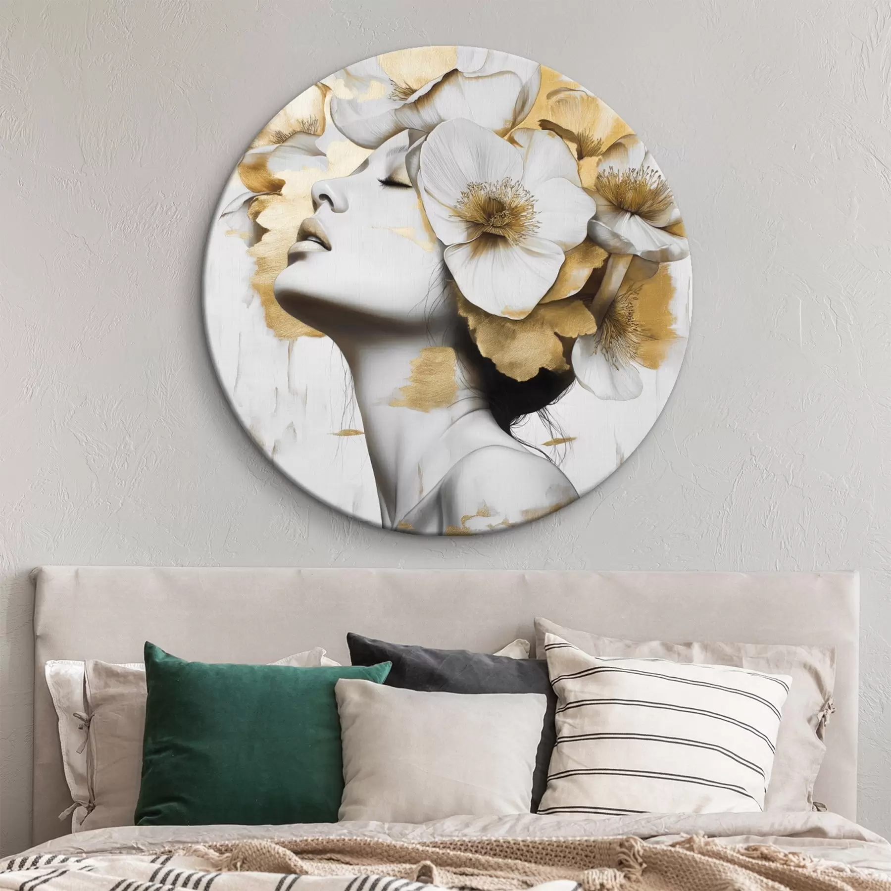 Tableau Une fille avec des fleurs sur la tête r42606