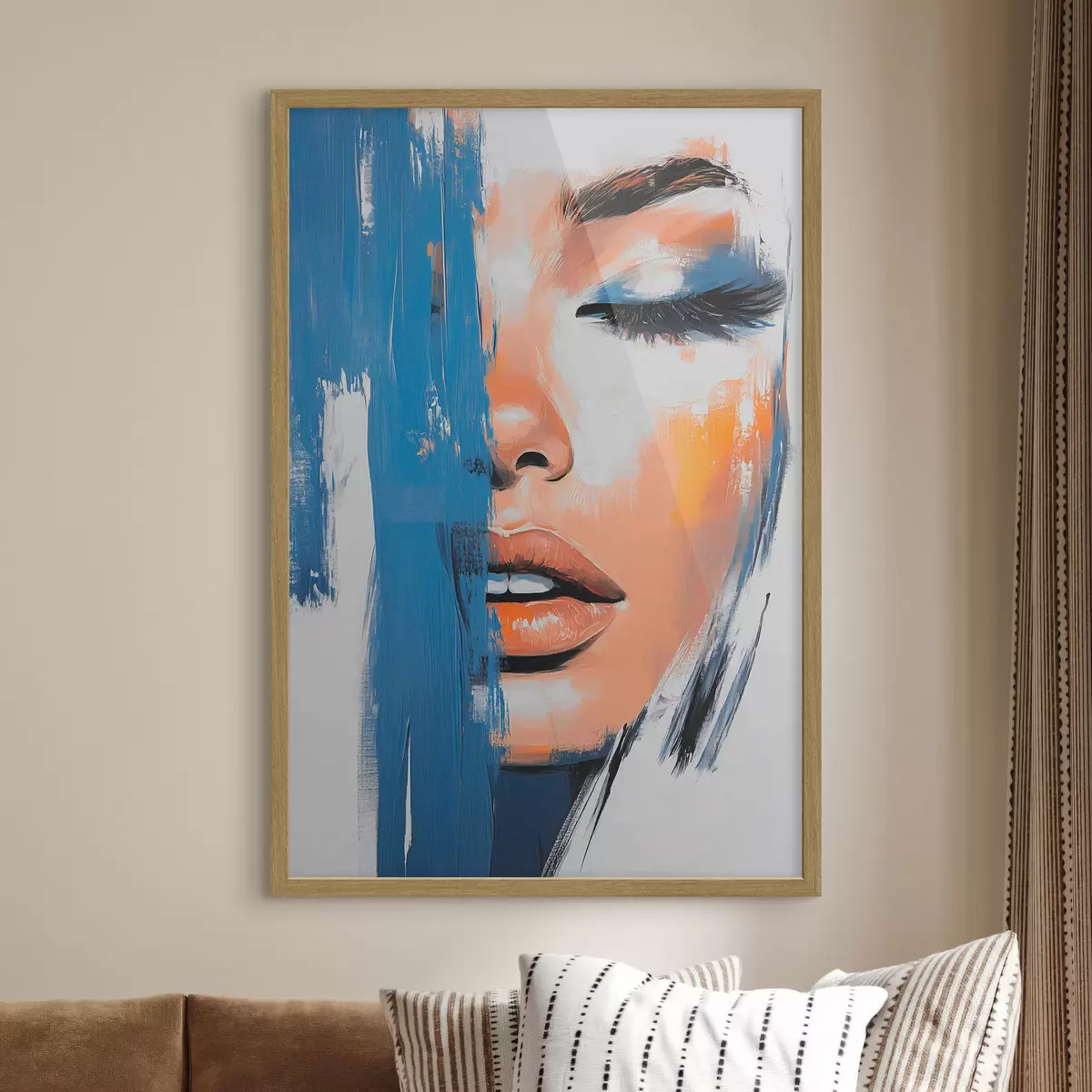 Poster Portrait d'une femme avec des coups de pinceau f42553