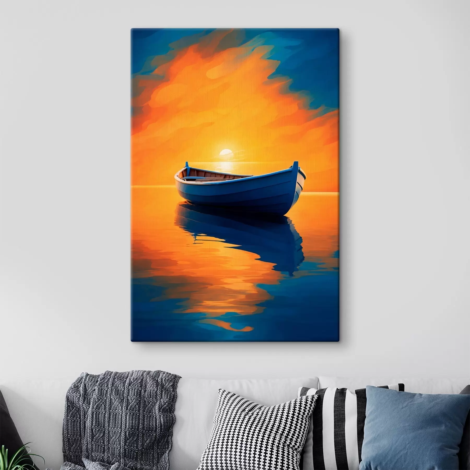 Tableau Bateau en mer au coucher du soleil s42536