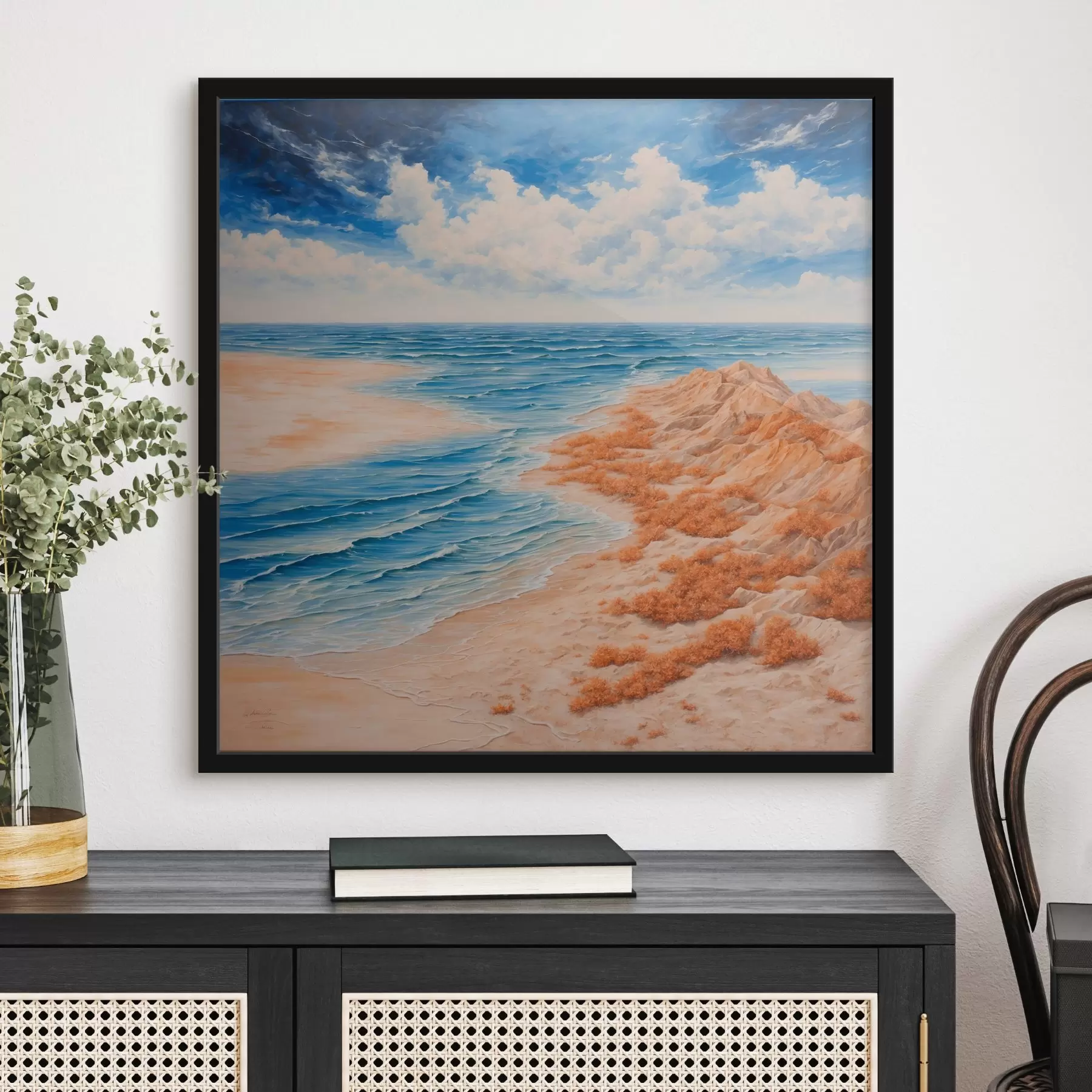 Papier peint Plage et ciel bleu en peinture acrylique f42518