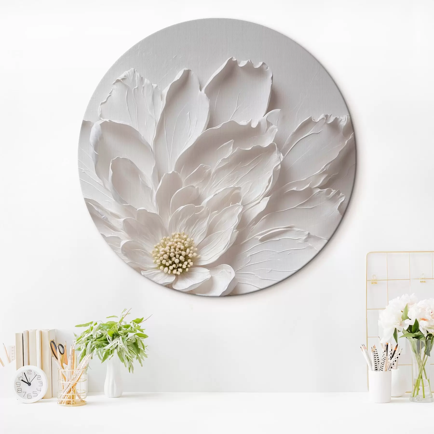Tableau Fleur blanche sur fond blanc r42517