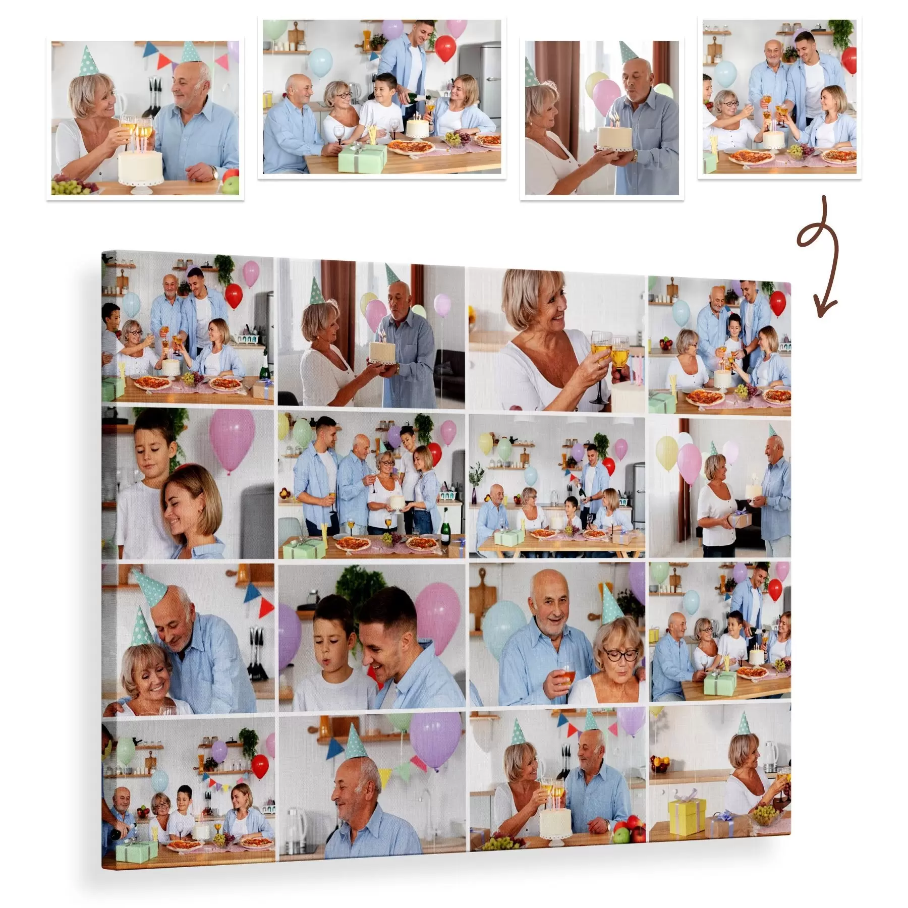 Tableau Collage photo sur toile en cadeau pour un anniversaire s42698