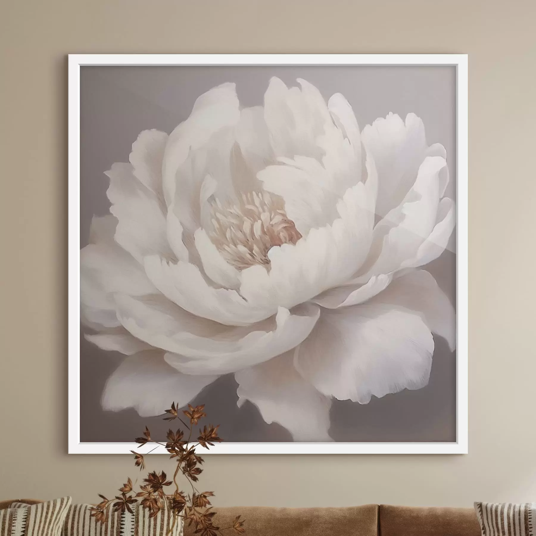 Papier peint Grande pivoine blanche f42637