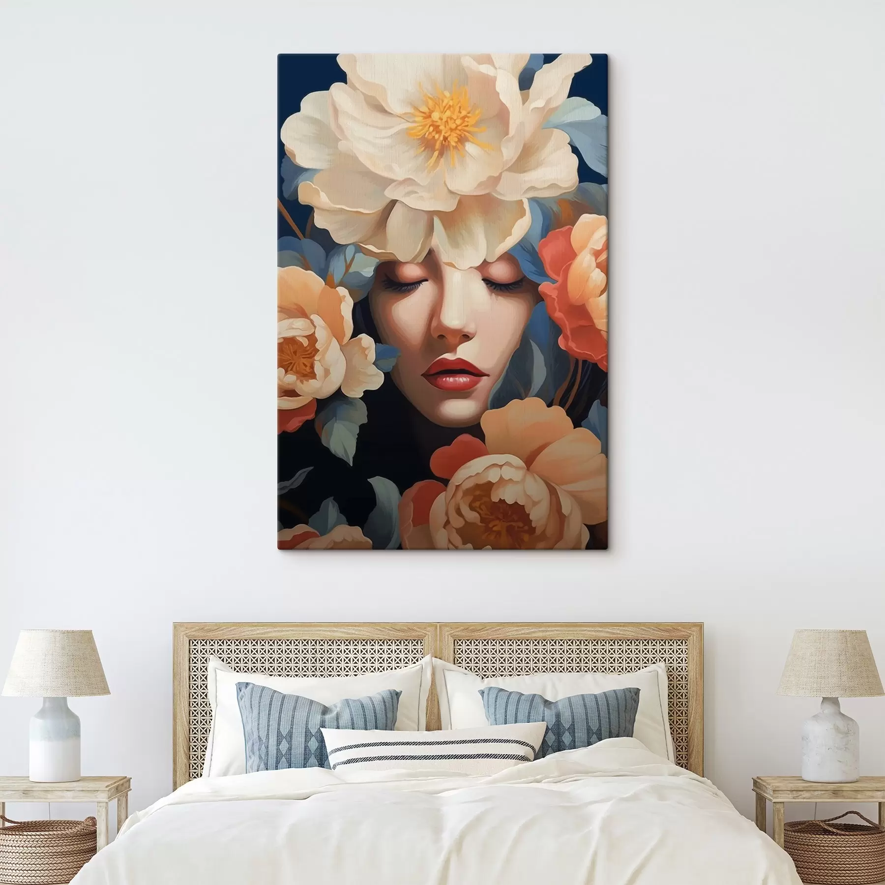 Tableau Portrait de femme avec des fleurs s42659