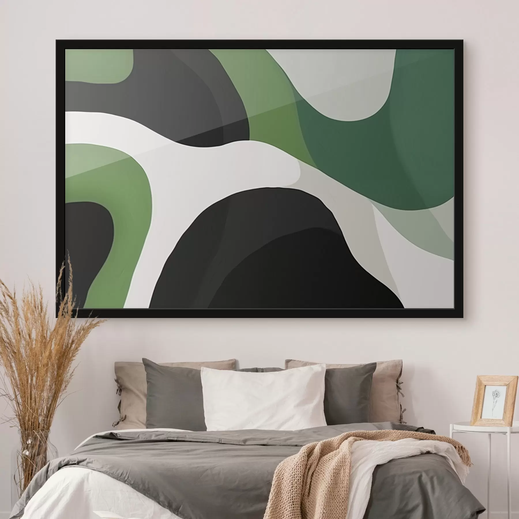 Papier peint Motif géométrique abstrait dans les tons verts et noirs f42651