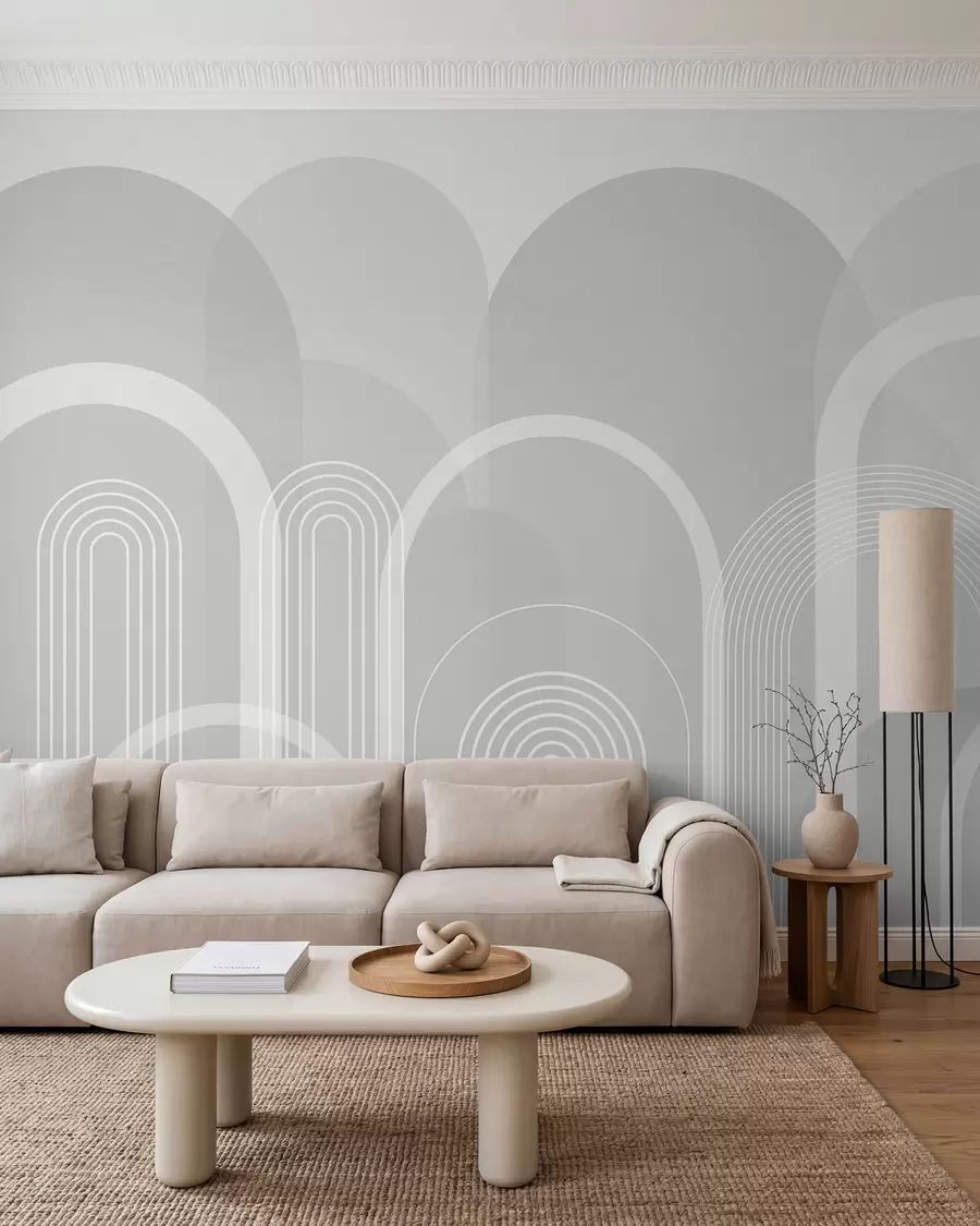 Papier peint Arches fines sur gris w02935v2