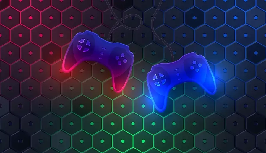 Papier peint Fond d'écran de jeu avec joysticks dans des couleurs sombres w02904