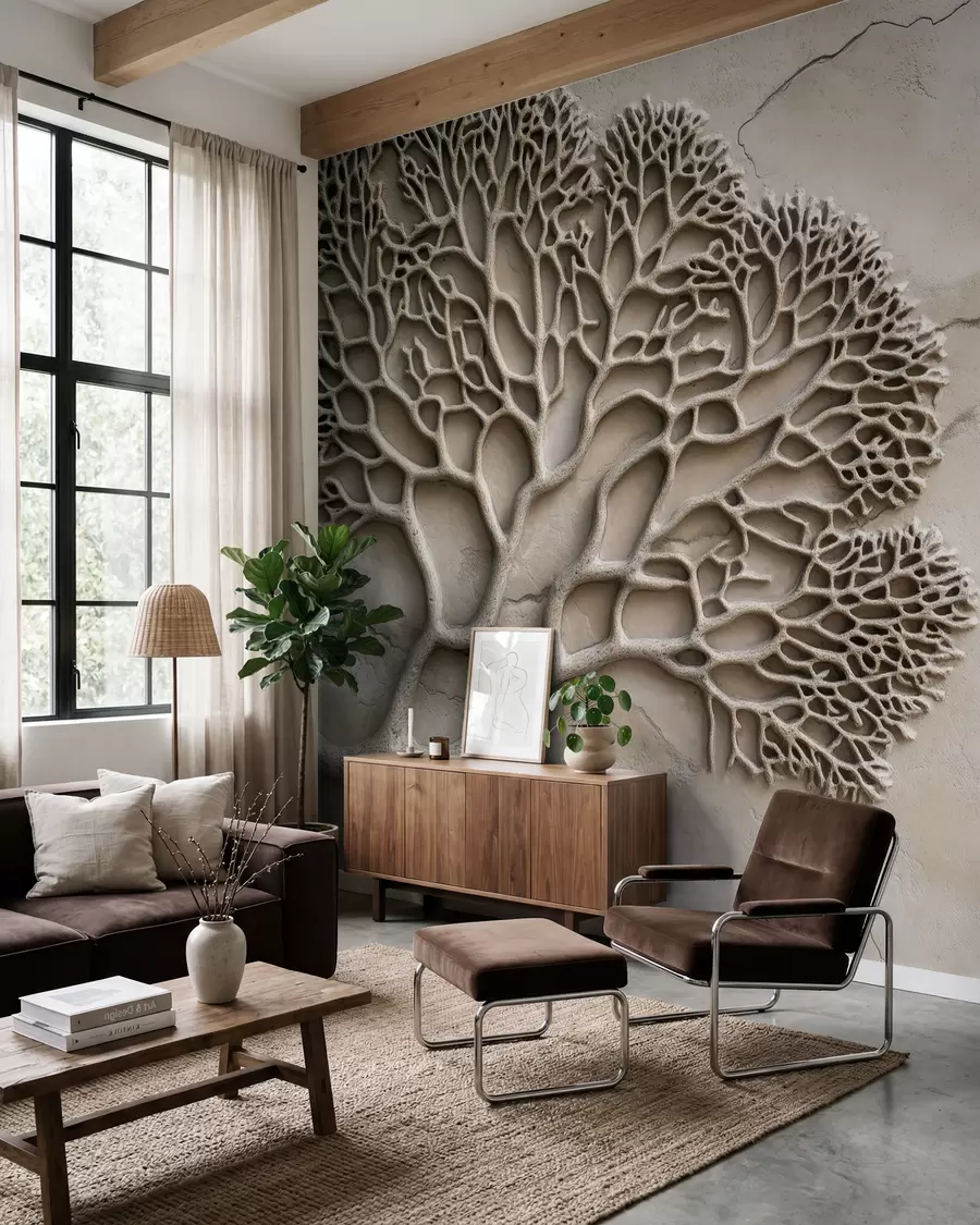 Papier peint Papier peint en relief avec bois et fissures w02908