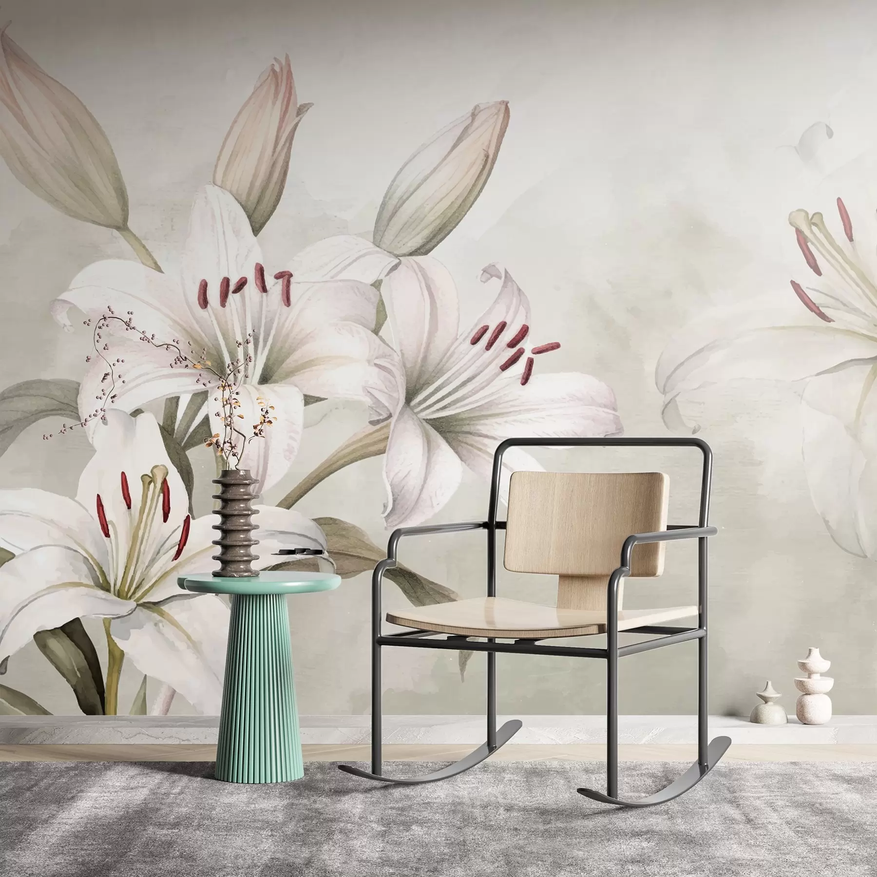 Papier peint Grands lys blancs w02958