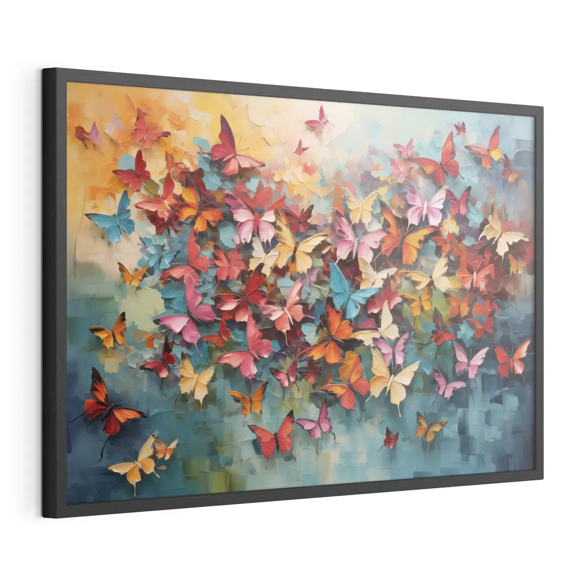 Poster Un ensemble vibrant de papillons aux couleurs variées imitant la peinture à l'huile f42728