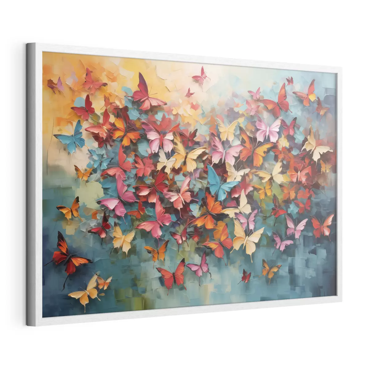 Poster Un ensemble vibrant de papillons aux couleurs variées imitant la peinture à l'huile f42728